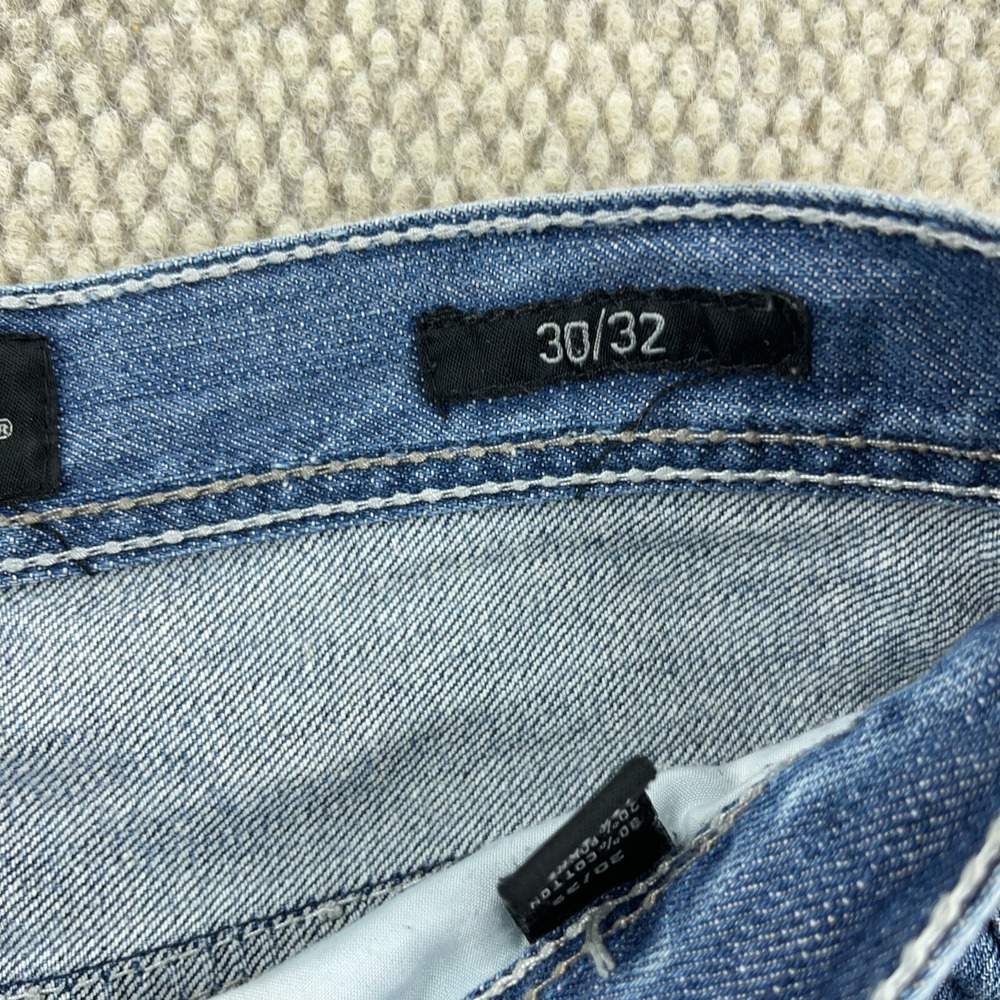 CJ Black Jeans Men 30x32 Relaxed Straight Flap Pockets Embroidered Med Wash Fade - Picture 5 of 16